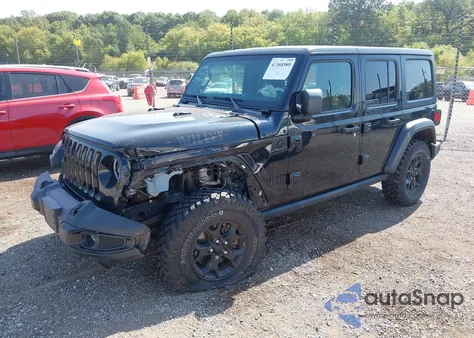 2021 Jeep Wrangler Unlimited Willys 4X4 z USA, uszkodzony, nr VIN 1C4HJXDN1MW648786